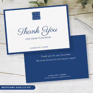Cartão De Agradecimento Logotipo Personalizado da Empresa Azul