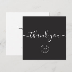 Cartão De Agradecimento Logotipo personalizado moderno preto e branco para