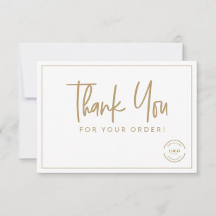 Cartão De Agradecimento Logotipo Personalizado Ouro Negócios Obrigado pelo