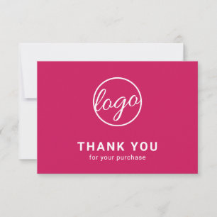 Cartão De Agradecimento Logotipo Personalizado Rosa Escuro Simples Negócio