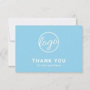 Cartão De Agradecimento Logotipo Personalizado Simples Moderno Azul Céu Cl
