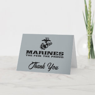 Cartão De Agradecimento Logotipo preto empilhado do USMC "Os poucos, os or