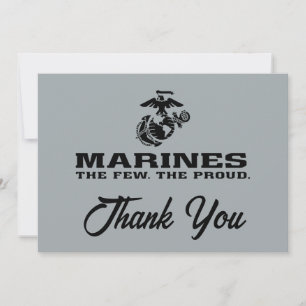 Cartão De Agradecimento Logotipo preto empilhado do USMC "Os poucos, os or