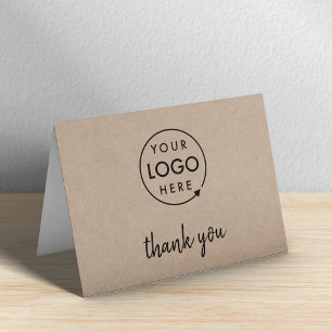 Cartão De Agradecimento Logotipo Rustic Kraft Business Corporate Modern