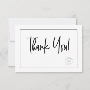Cartão De Agradecimento Logotipo simples preto e branco da empresa Ícones 