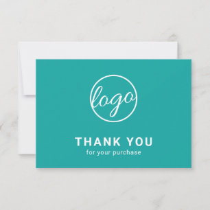 Cartão De Agradecimento Logotipo Teal Simples Turquesa Moderna Personaliza