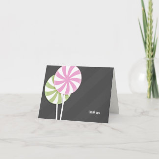 Cartão De Agradecimento Lollipops Rosa E Verde Obrigado Nota