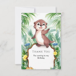 Cartão De Agradecimento Lontra de Aquarela Enfeitiçada de Aniversário