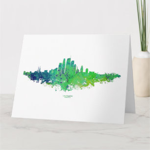 Cartão De Agradecimento Los Angeles City Skyline - Verde limão Azul