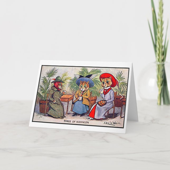Cartão De Agradecimento Louis Wain, Três Gatinhas, Arte (Frente)