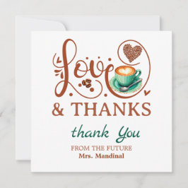 Cartão De Agradecimento Love and Thanks Bridal Shower Wedding Coffee Theme