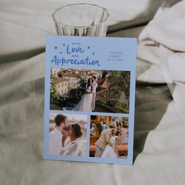 Cartão De Agradecimento Love Appreciation Wedding Multi Photo Icy Blue (Criador carregado)