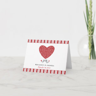 Cartão De Agradecimento Love Birds Custom Striped Thank You Card (red)