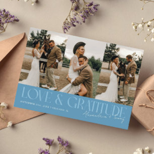 Cartão De Agradecimento Love & Gratidão Denim Azul Casamento Multi Foto