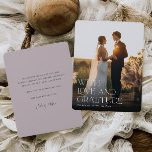 Cartão De Agradecimento Love & Gratitude Vertical Wedding Photo Flat