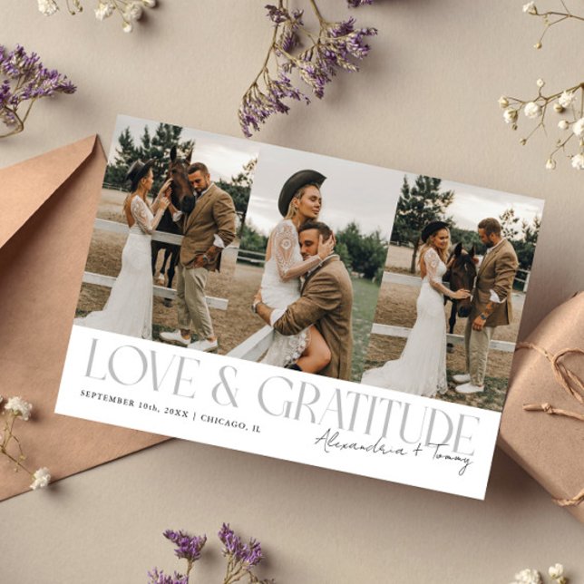 Cartão De Agradecimento Love & Gratitude White Wedding Multi Photo   (Criador carregado)