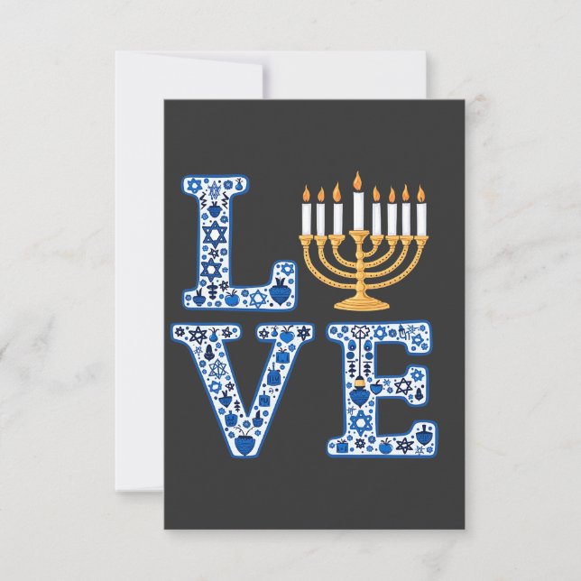 Cartão De Agradecimento Love Hanukkah Jewish Holiday Menorah (Frente)