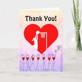 Cartão De Agradecimento Love Heart Netball Obrigado