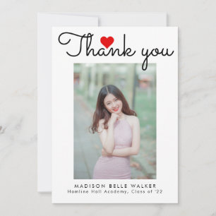 Cartão De Agradecimento Love Heart Script Class of 2023 Graduation Photo
