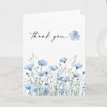 Cartão De Agradecimento Love in Bloom Blue Bridal Shower Folded Thank You<br><div class="desc">Create your own bridal shower thank you cards with your own custom message. This beautiful design features an arrangement of soft pastel beautiful wildflowers that are realistic and a modern script (editable color) font. See the entire collection for more matching items</div>