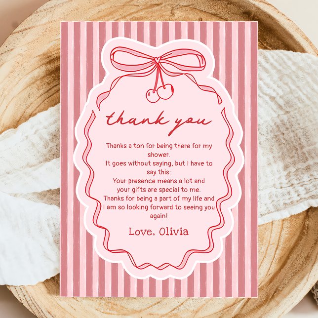 Cartão De Agradecimento Love in the air Bow Bridal Shower Thank You Card (Criador carregado)