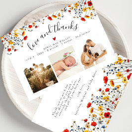 Cartão De Agradecimento Love&Obrigados Wildflower 3 Photo Baby Obrigado