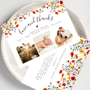 Cartão De Agradecimento Love&Obrigados Wildflower 3 Photo Baby Obrigado