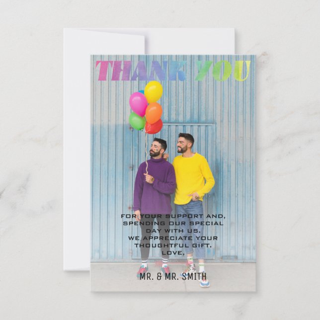 Cartão De Agradecimento Love Wins Watercolor Rainbow Photo (Frente)