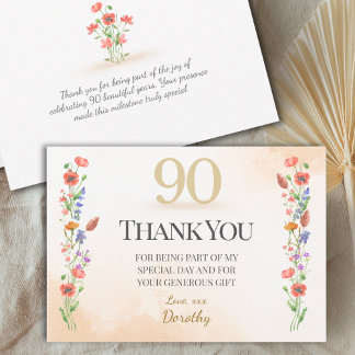 Cartão De Agradecimento Lovely 90th Birthday – Wildflower Design