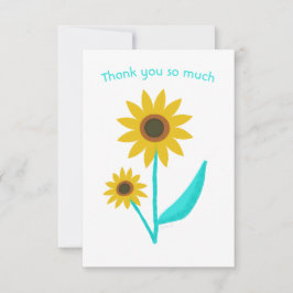 Cartão De Agradecimento Lovely Hand Drawn Digital Sweet Sunflower
