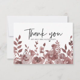 Cartão De Agradecimento Lovely Mauve Watercolor Blooms