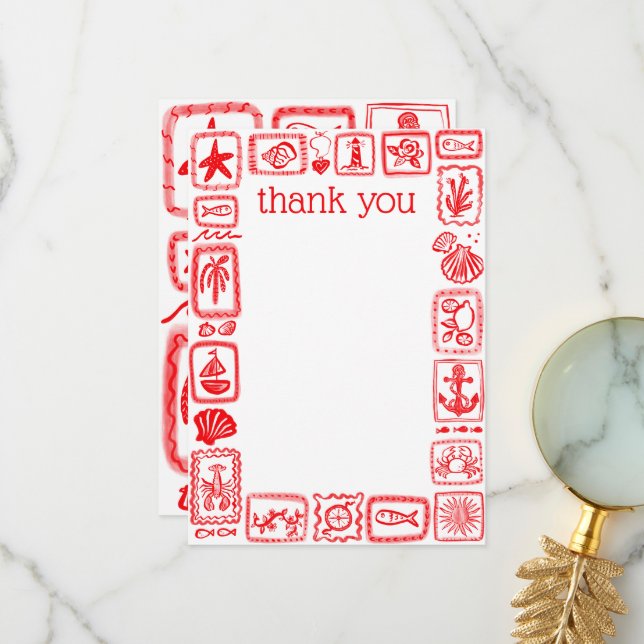 Cartão De Agradecimento LoveNotes from Sea Modern Cute Chá de panela (Frente/Verso In Situ)