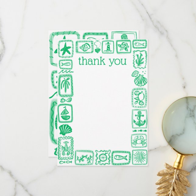 Cartão De Agradecimento LoveNotes from Sea Modern Cute Chá de panela (Frente/Verso In Situ)