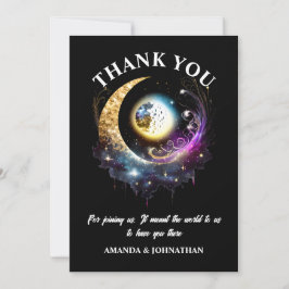 Cartão De Agradecimento Lua de cheio 3D celeste estelar noite magenta negr