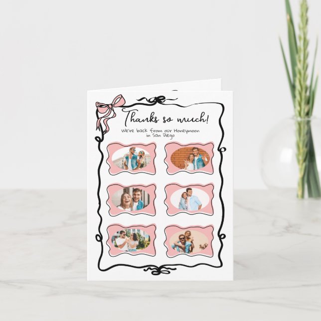 Cartão De Agradecimento Lua de mel Obrigado Foto Arco Desenhado (Frente)