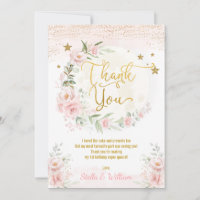 Lua e Estrelas Rapariga Aniversário Rosa Dourada