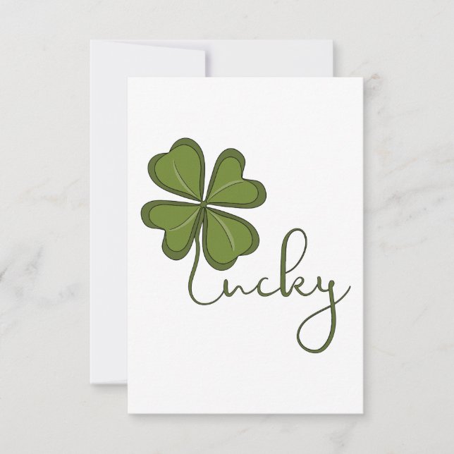 Cartão De Agradecimento Lucky Four Folha Clover (Frente)