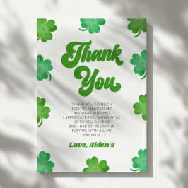Cartão De Agradecimento Lucky Green Shamrock Clover Birthday Party