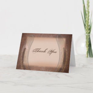 Cartão De Agradecimento Lucky Horseshoe on Brown Leather Thank You card