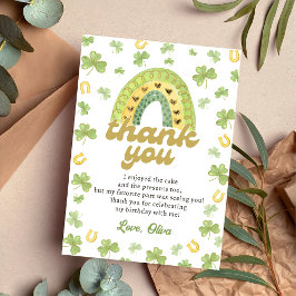 Cartão De Agradecimento Lucky One Rainbow Shamrock Birthday Thank You Card