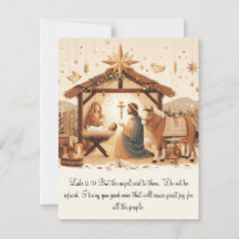 Luke 2 Manger Scene Flat Card (Escreva o seu)