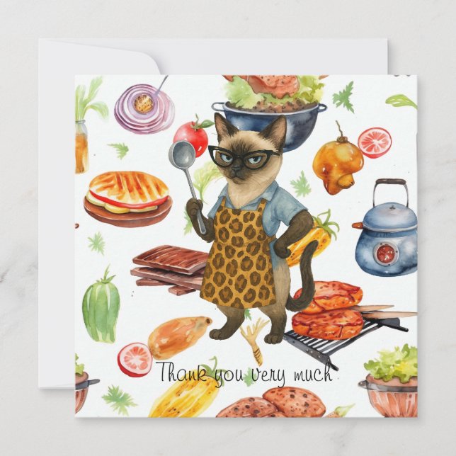 Cartão De Agradecimento Lunch Lady is serving food  (Frente)