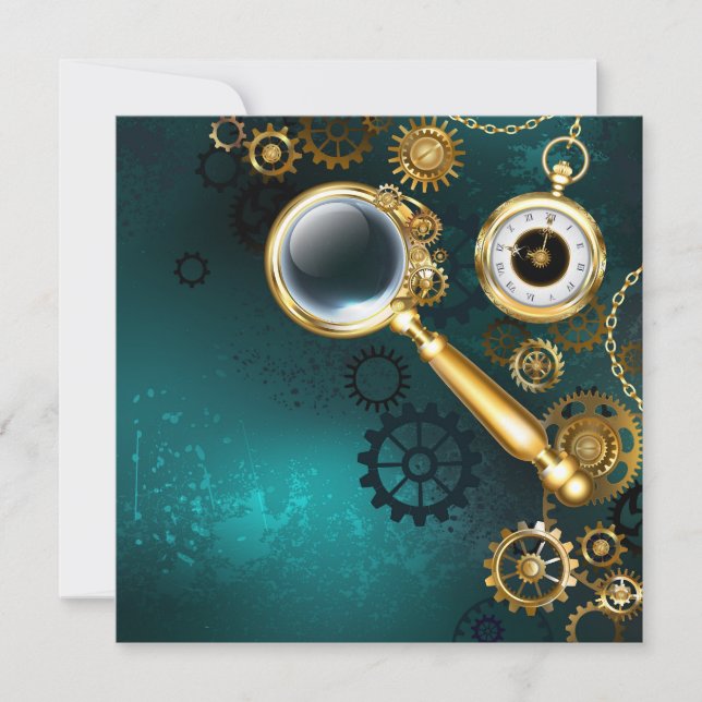 Cartão De Agradecimento Lupa no estilo Steampunk (Frente)