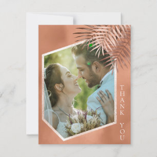 Cartão De Agradecimento Lush Palm Leaf Wedding Photo Terra Cotta ID956