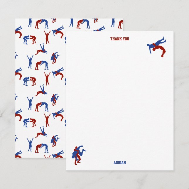 Cartão De Agradecimento Luta Livre Greco-Romana Nome Personalizado (Frente/Verso)