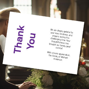 Cartão De Agradecimento Luto Simpatia Funeral Tradicional Preto Roxo Moder