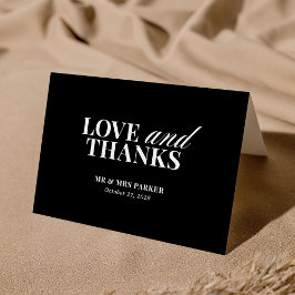 Cartão De Agradecimento Luxo Clássico | Casamento Negro Elegante