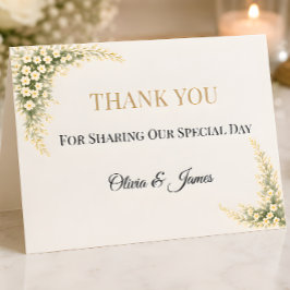 Cartão De Agradecimento Luxo Respiradouro de Bebê Floral Casamento