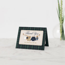 Cartão De Agradecimento Luxsary Teddy Bear Plaid Baby Shower