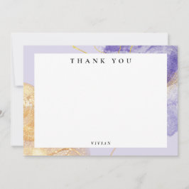 Cartão De Agradecimento Luxuoso Abstrato Roxo e Dourado